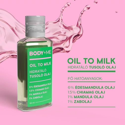 BODY+ME Oil To Milk hidratáló tusoló olaj – utazó kiszerelés