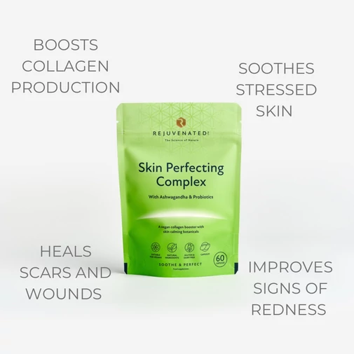 Rejuvenated Skin Perfecting Complex vegán étrend-kiegészítő kapszulák ashwagandhával és probiotikumokkal