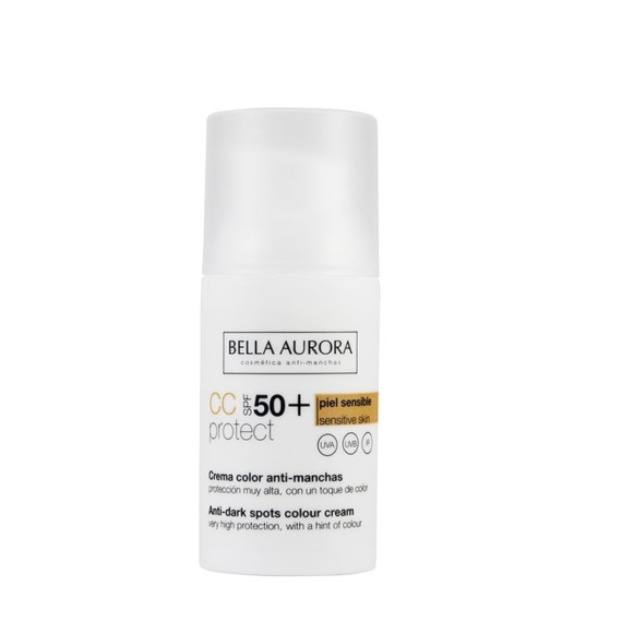 Bella Aurora Anti-Dark Spot CC cream Sensitive Skin színezett hidratáló érzékeny bőrre SPF50