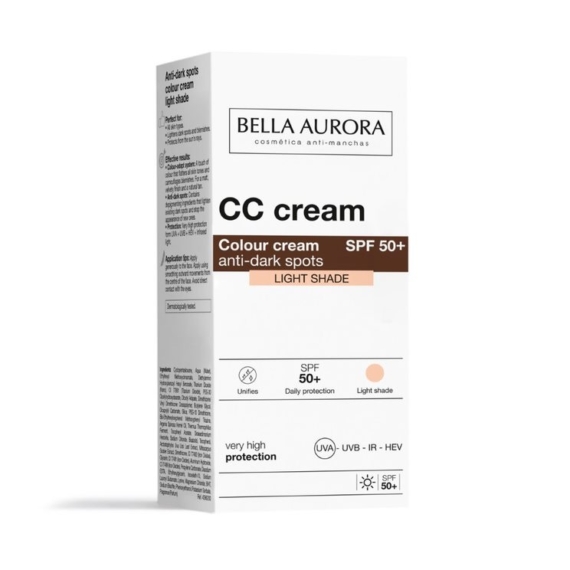 Bella Aurora CC krém pigmentfoltos bőrre világos árnyalatban SPF50+ 2