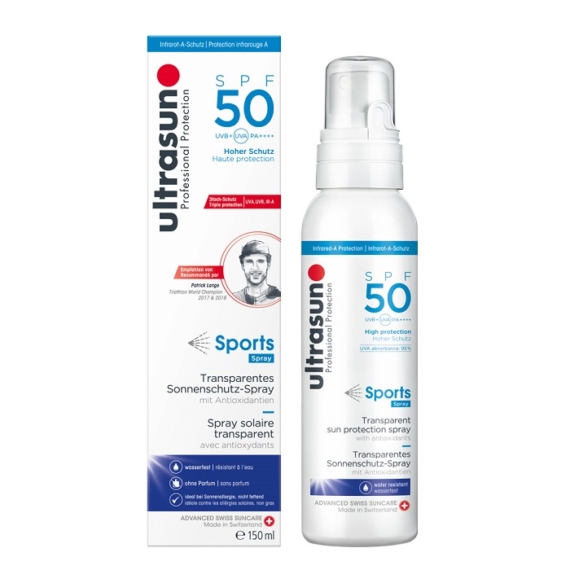 Ultrasun Active Transparent Spray SPF50 fényvédő testre sportoláshoz