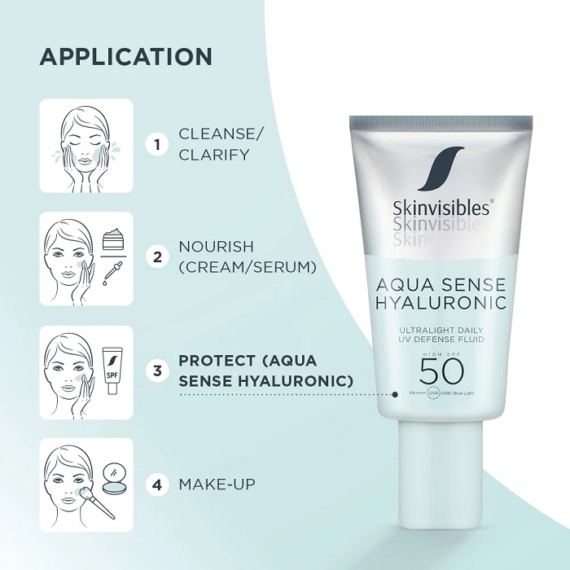 Skinvisibles Aqua Sense hialuronsavas fényvédő arcra SPF503