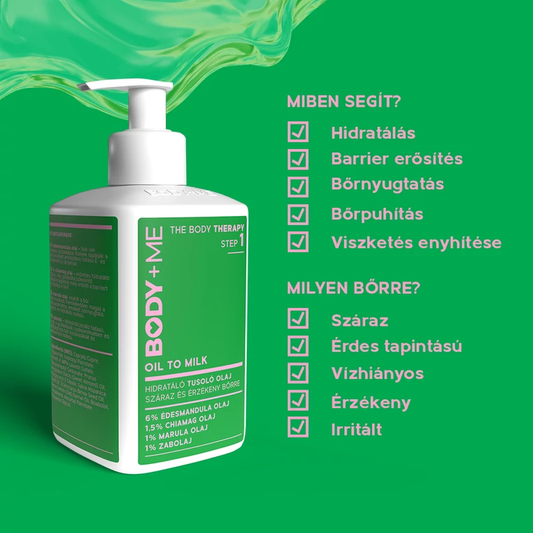 BODY+ME Oil To Milk hidratáló tusoló olaj