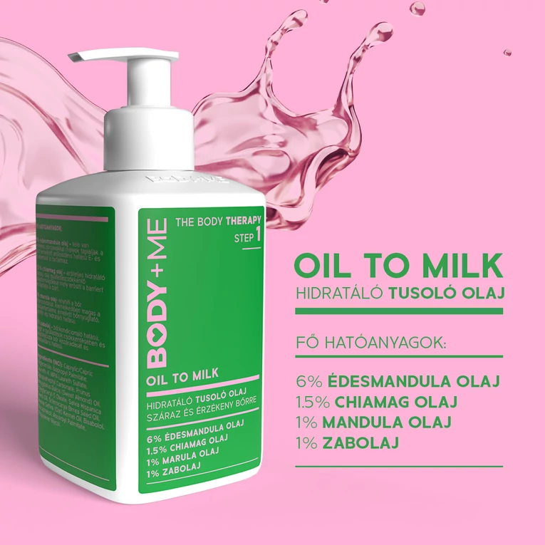 BODY+ME Oil To Milk hidratáló tusoló olaj