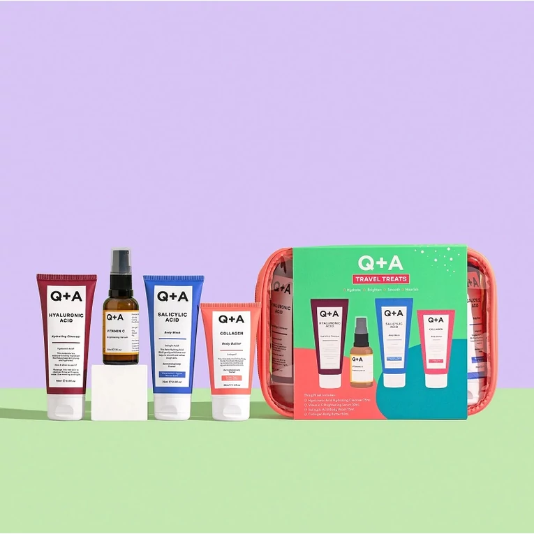 Q+A Travel Treats ajándékcsomag 4 utazó méretű termékkel