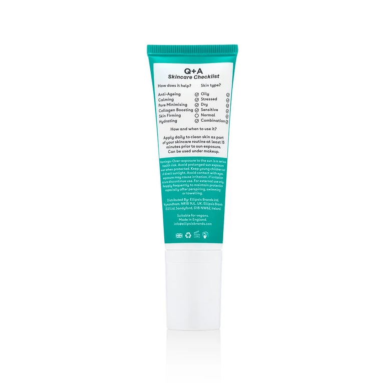 Q+A bőrkiegyensúlyozó fényvédő arcra niacinamiddal SPF502