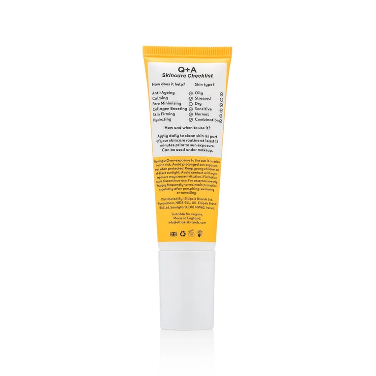 Q+A feszesítő fényvédő peptidekkel arcra SPF502