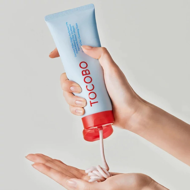 Tocobo Coconut Clay Cleansing Foam gyengéden habzó arctisztító rózsaszín agyaggal3