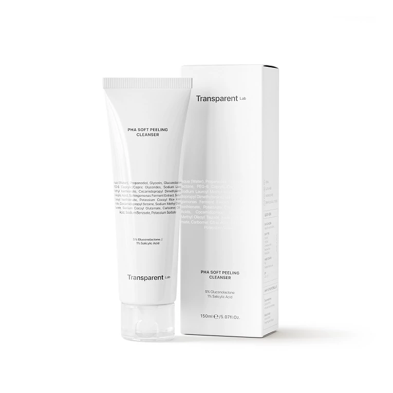 Transparent Lab PHA Soft Peeling Cleanser gyengéden hámlasztó arctisztító PHA savval