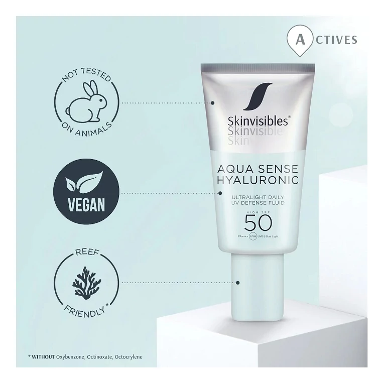 Skinvisibles Aqua Sense hialuronsavas fényvédő arcra SPF502