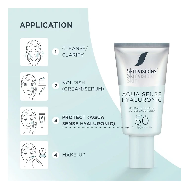 Skinvisibles Aqua Sense hialuronsavas fényvédő arcra SPF503