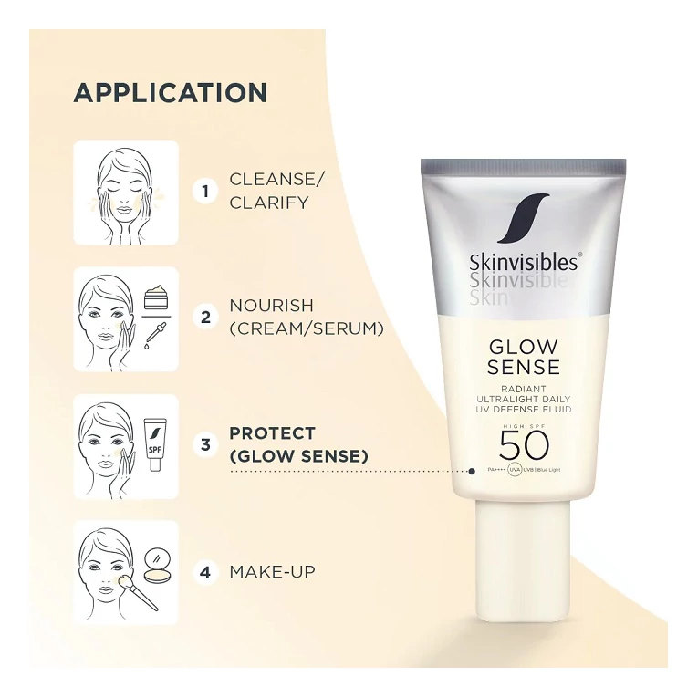 Skinvisibles Glow Sense ragyogásfokozó fényvédő arcra SPF503